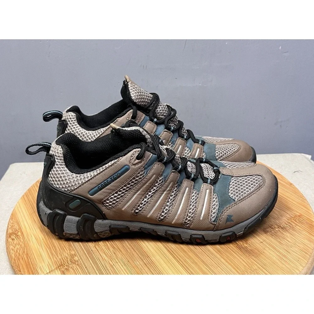 ECCO‎ Hiking Shoes Women 37 6-6.5 Brown Blue Gore-Tex Trail Low Top Sneakers
